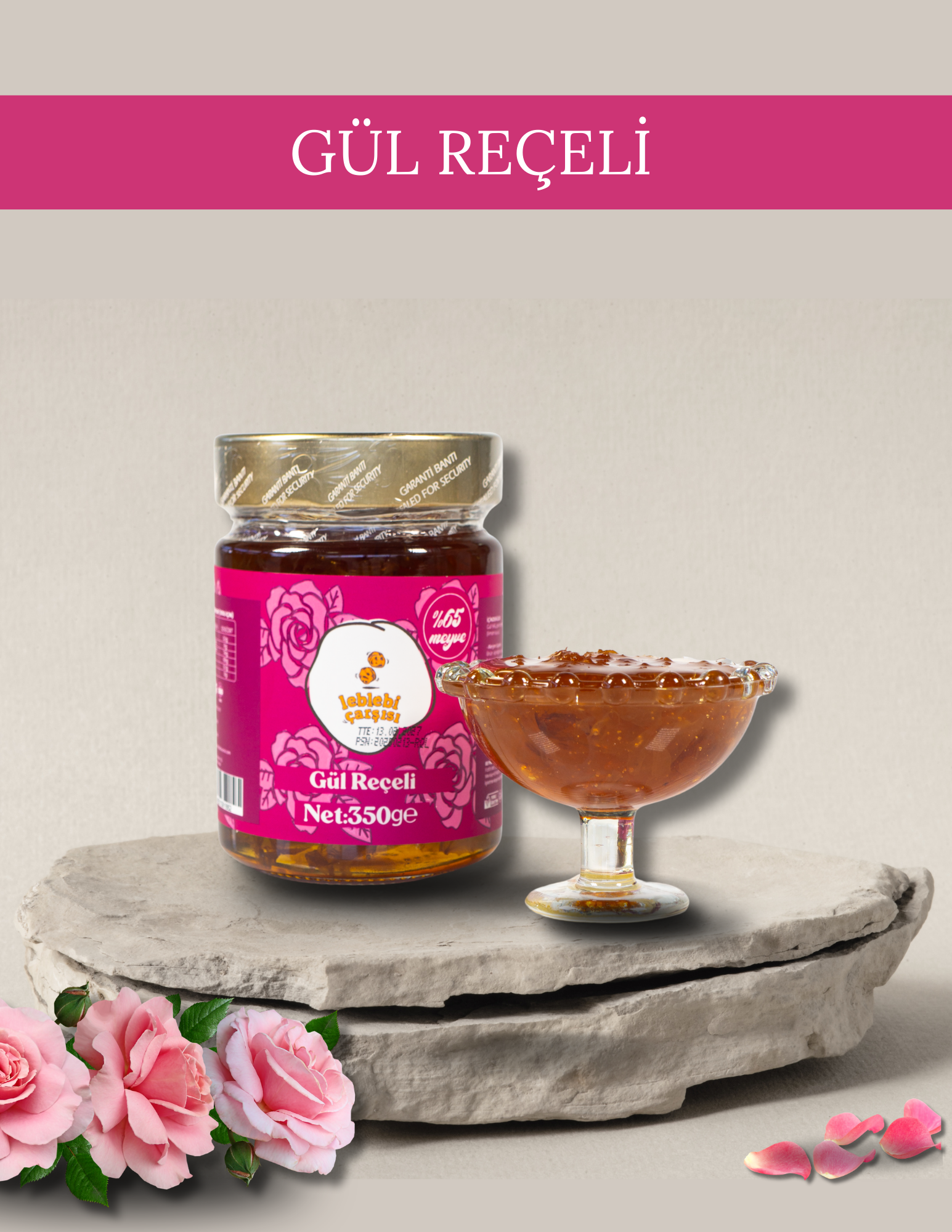 gül reçeli, doğal gül yaprağı reçeli, katkısız aromatik kahvaltılık reçel