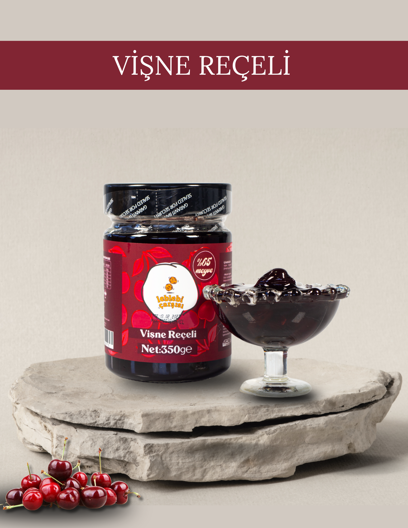 vişne reçeli, doğal vişne taneleriyle hazırlanmış kahvaltılık reçel