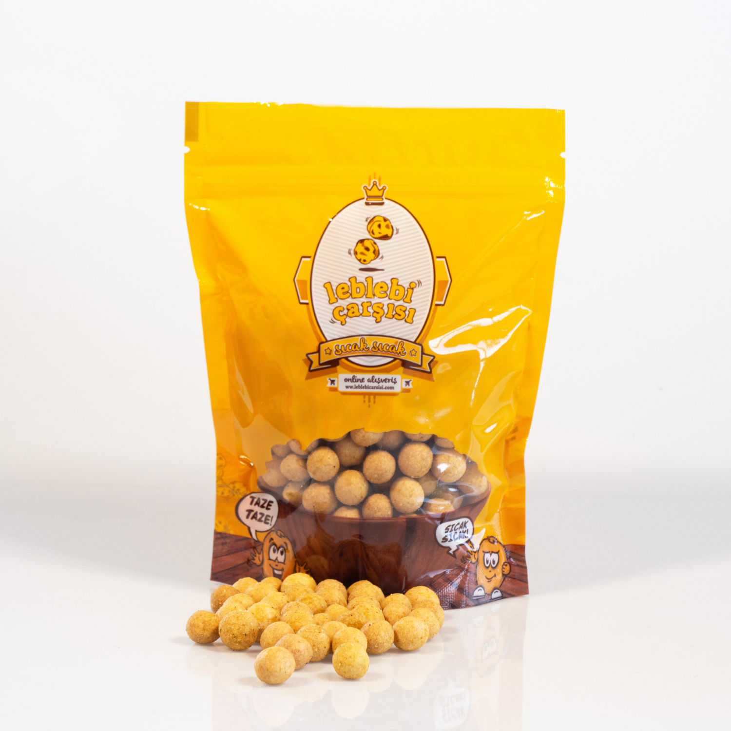 Baharat kaplı çıtır sarı leblebiler – acılı ve aromalı doğal kuruyemiş atıştırmalığı