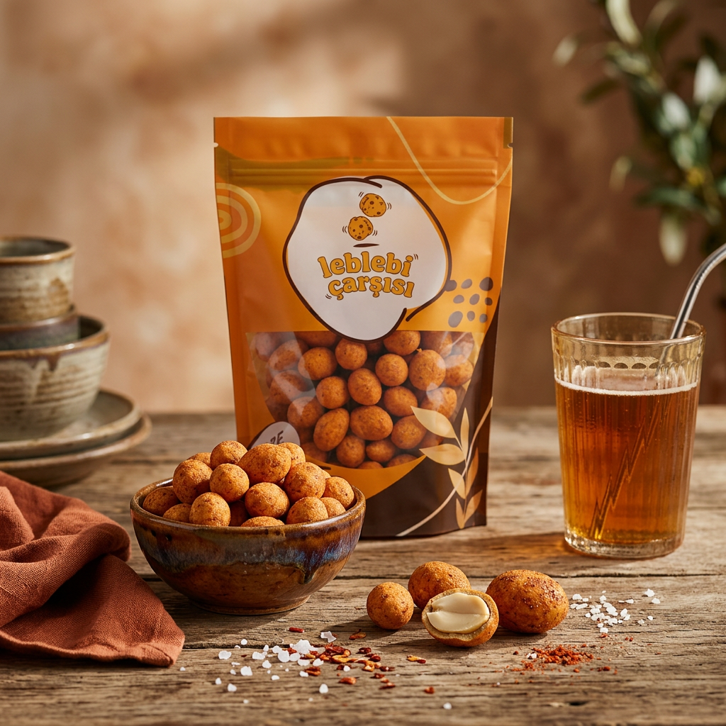 Barbekü aromalı kaplama ile hazırlanmış çıtır yer fıstıkları