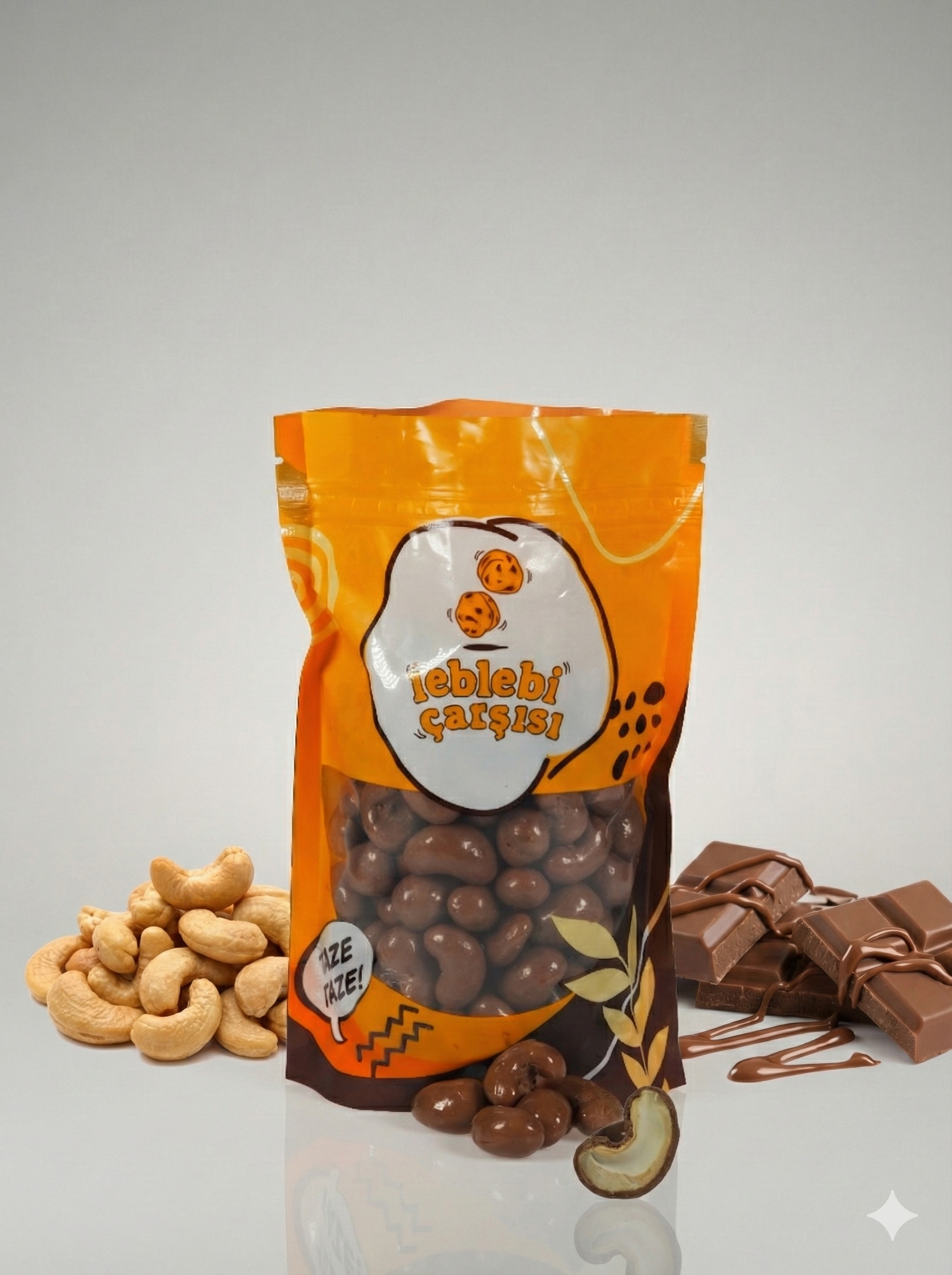 Sütlü çikolatayla kaplı kavrulmuş kaju fıstıkları – lezzetli ve katkısız atıştırmalık