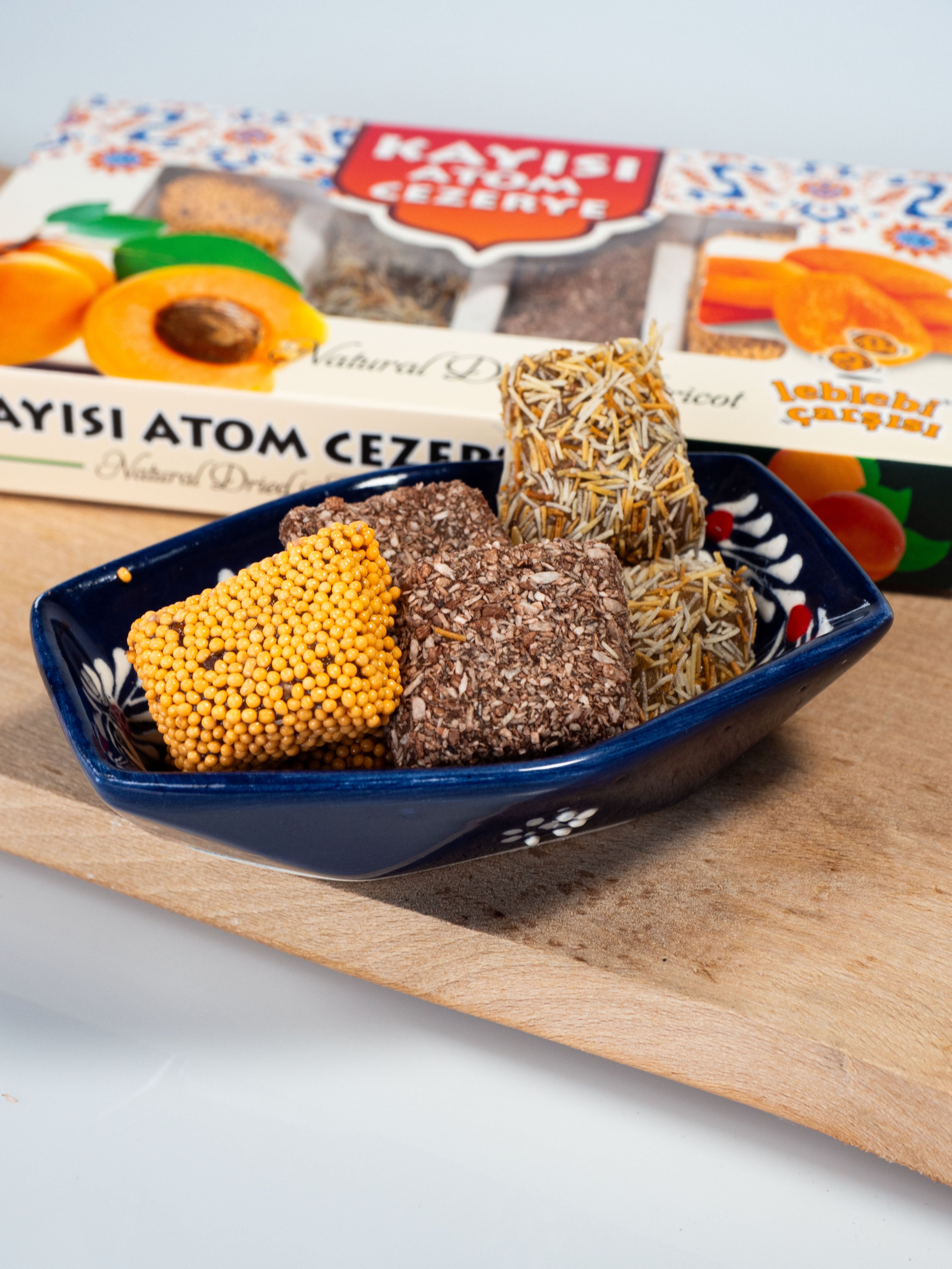 kayısı atom cezerye, ceviz dolgulu kuru kayısı tatlısı, 4’lü sağlıklı kayısı atıştırmalığı