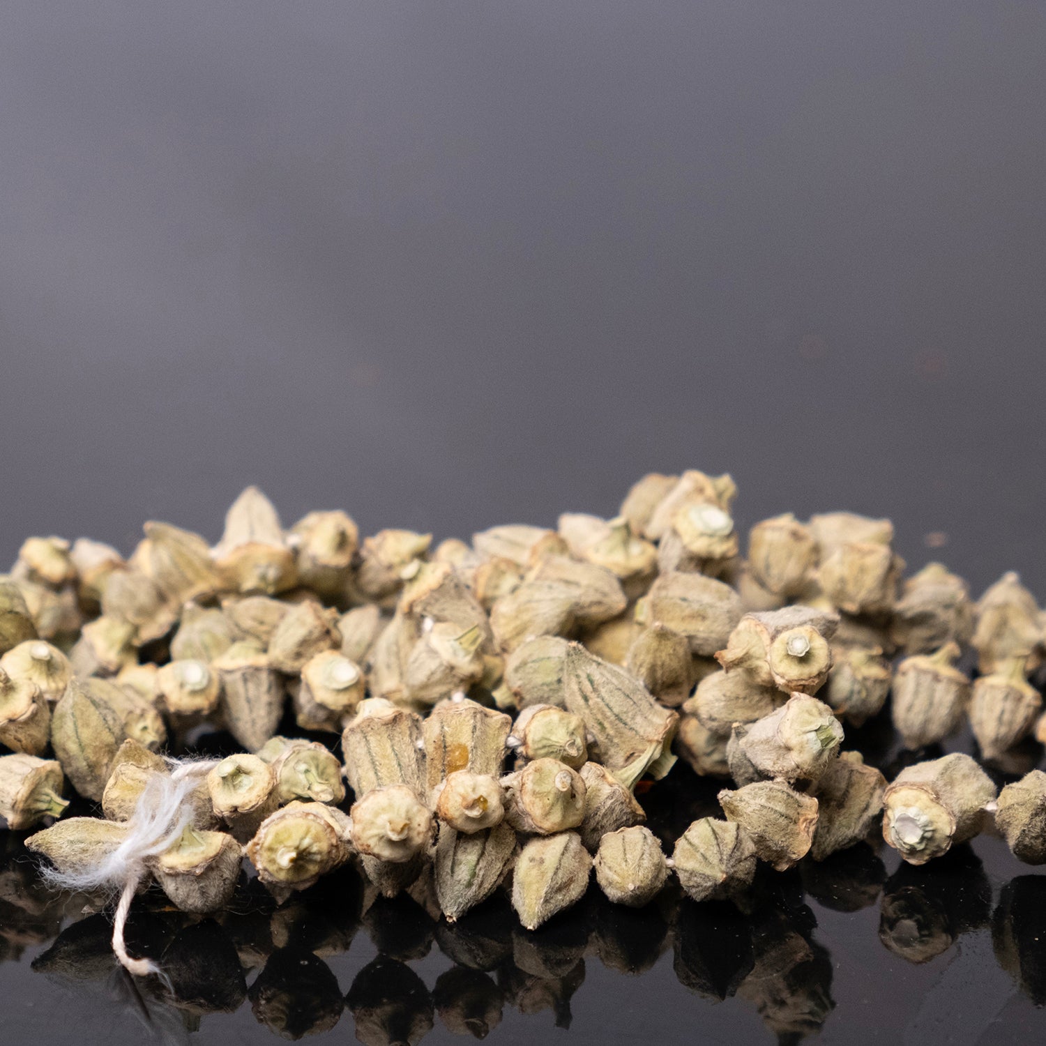 İpe dizilmiş doğal kuru bamya çiçekleri – geleneksel yöntemle kurutulmuş katkısız bamya