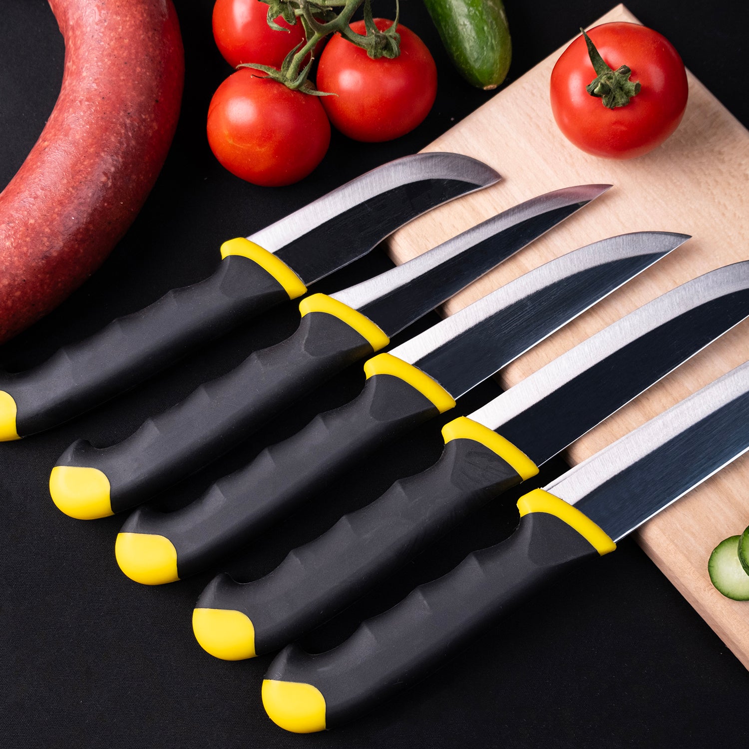 3113 çelikten üretilmiş plastik saplı Albora kurban bıçak seti – dayanıklı ve keskin et bıçakları