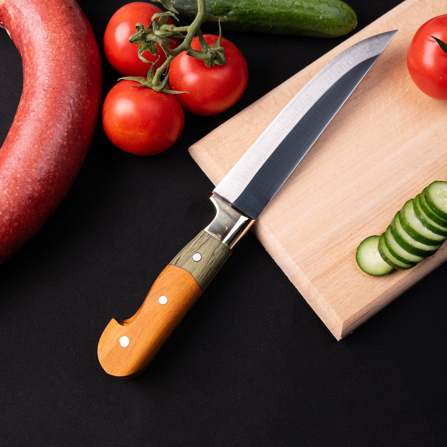 T5 çelik ve endüstriyel saplı Baros kasap bıçağı – profesyonel et kesimi için ideal