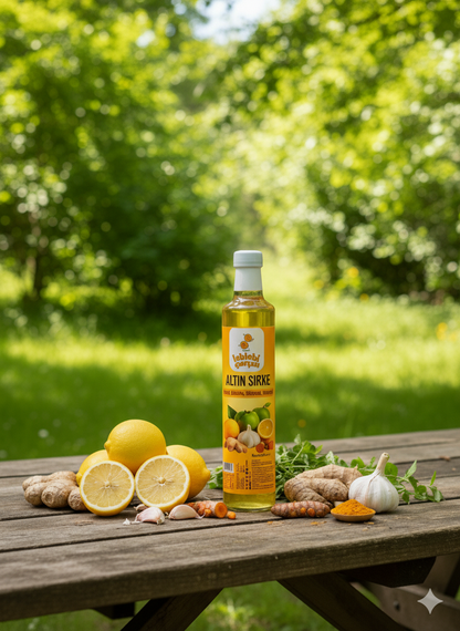 Altın sirke – limon, zencefil, sarımsak ve zerdeçal içeren bağışıklık destekleyici doğal karışım sirke