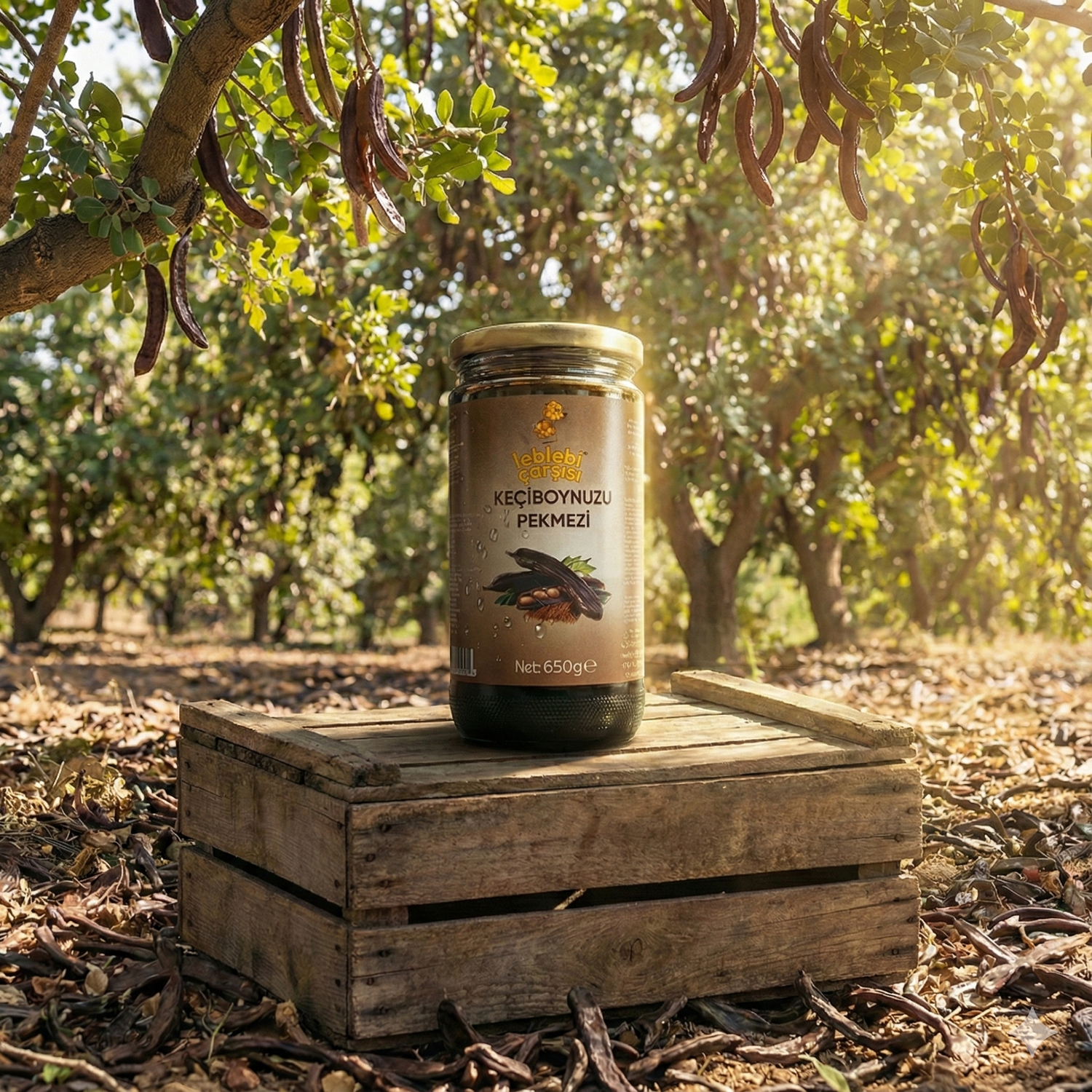 Keçiboynuzu Pekmezi – Cam kavanozda sunulan koyu kıvamlı, katkısız ve doğal pekmez görüntüsü