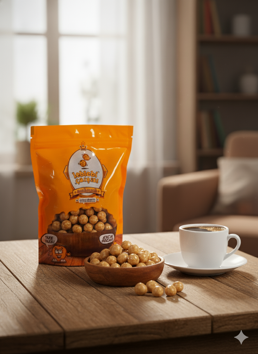 Patlayan şekerli karamelli leblebi; parlak karamel rengi kaplaması ve içeriğindeki sürpriz patlayan şekerle eğlenceli ve tatlı bir atıştırmalık sunar.