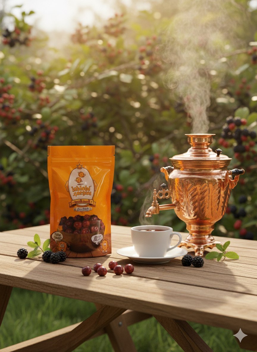 Patlayan şekerli böğürtlenli draje; mor ve fuşya tonlarında renkli kaplaması, çıtır yapısı ve içeriğindeki patlayan şeker ile görsel ve lezzetli bir şölen sunar.