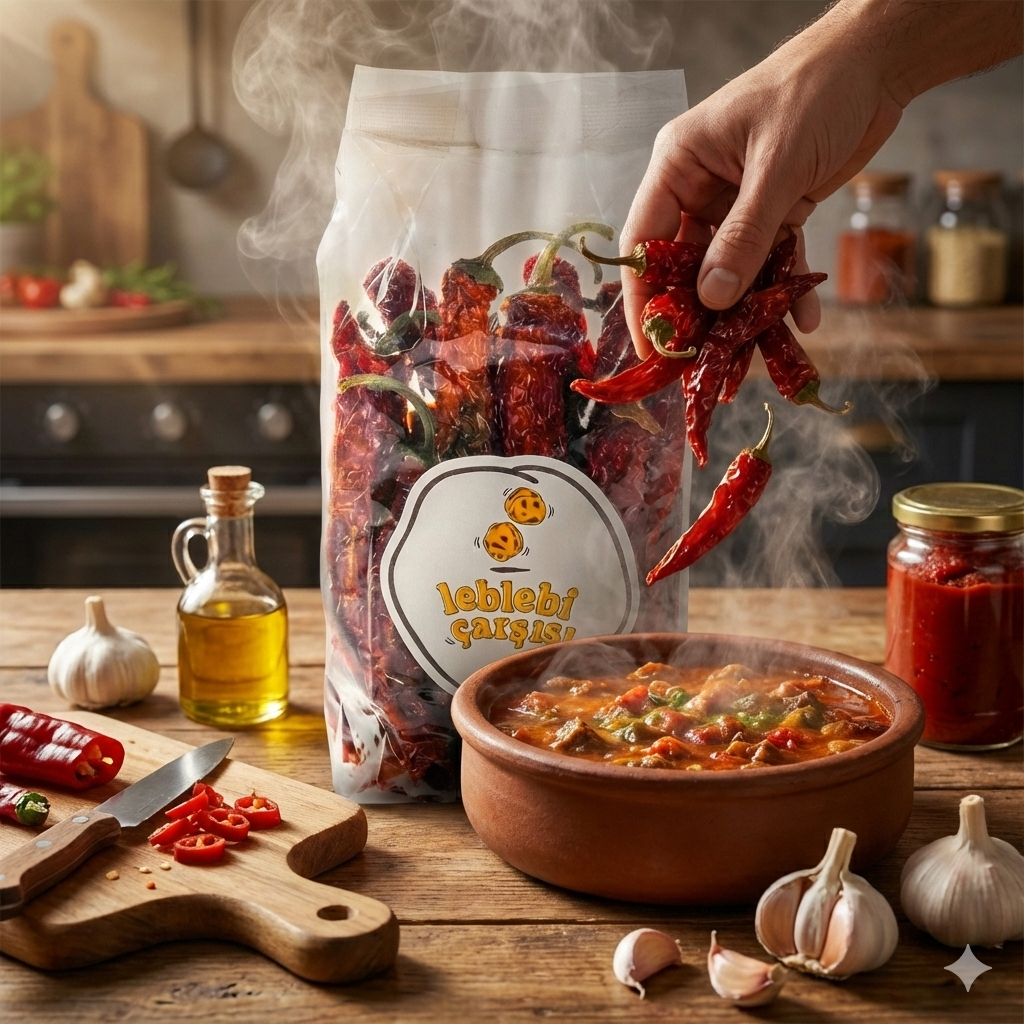 Kurutulmuş ve öğütülmüş atom acı biber – yoğun kırmızı renkli, toz halinde doğal baharat