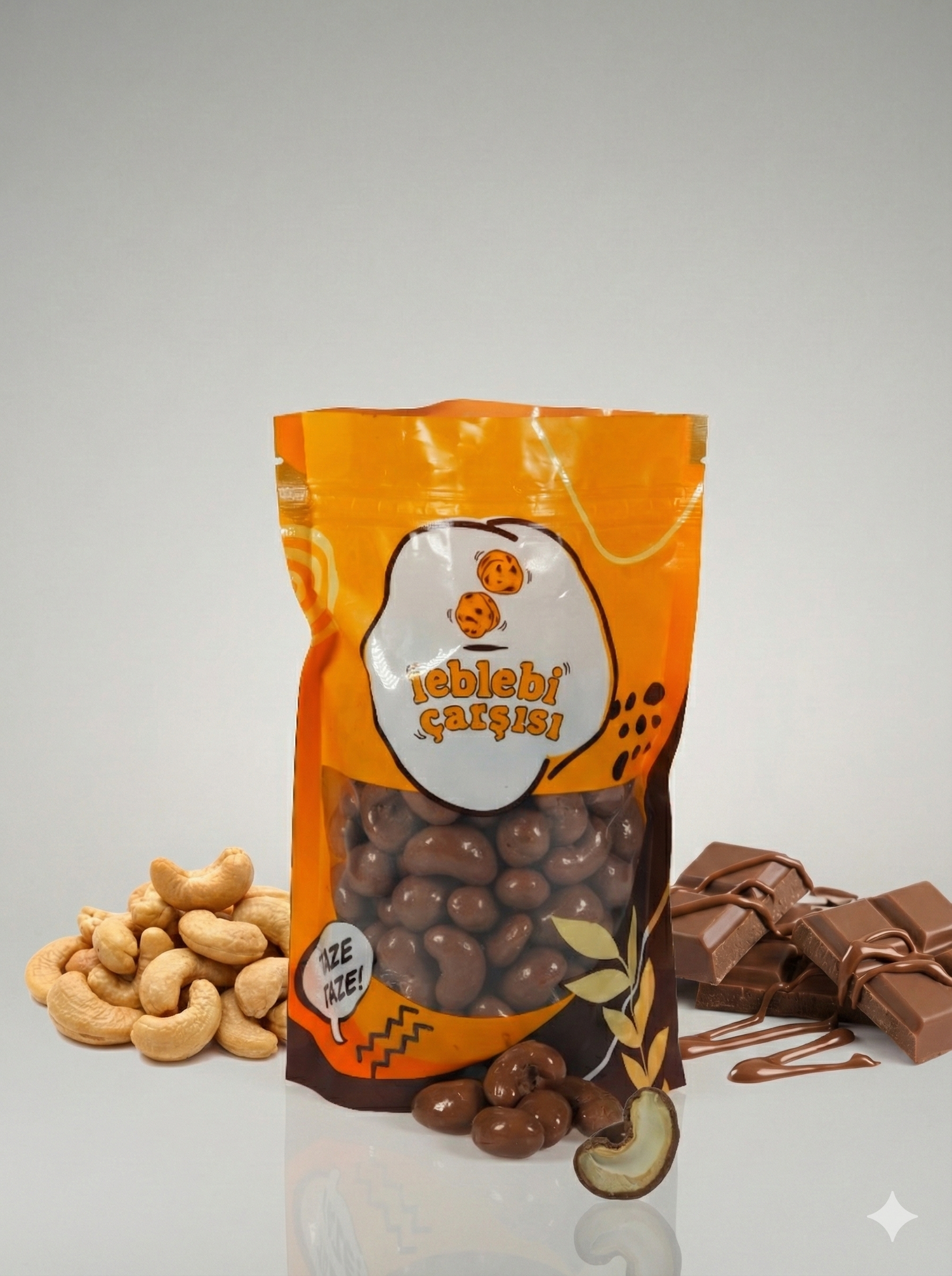 Sütlü çikolatayla kaplı kavrulmuş kaju fıstıkları – lezzetli ve katkısız atıştırmalık