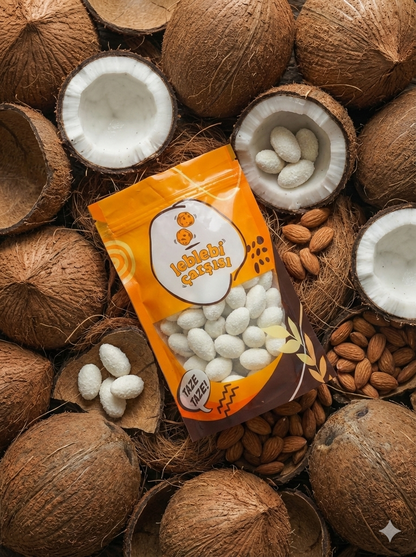 Hindistan ceviziyle kaplanmış badem drajeler – doğal, hafif tatlı ve tropikal lezzetli atıştırmalık