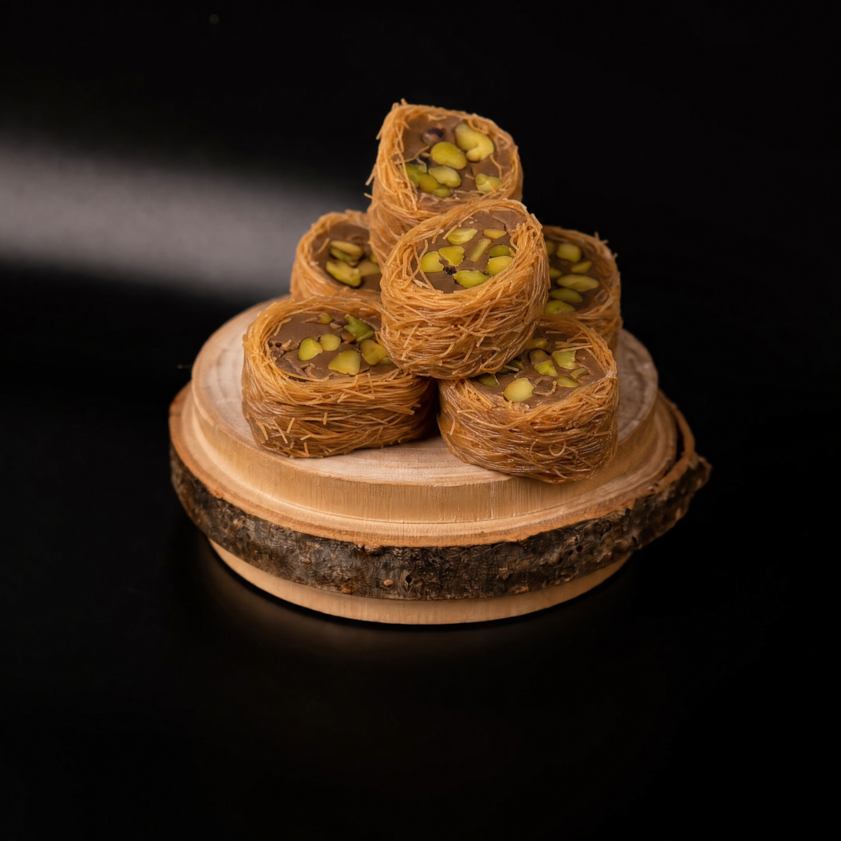 Kadayıf kaplı, lotus kremalı bülbül yuvası lokumu.
