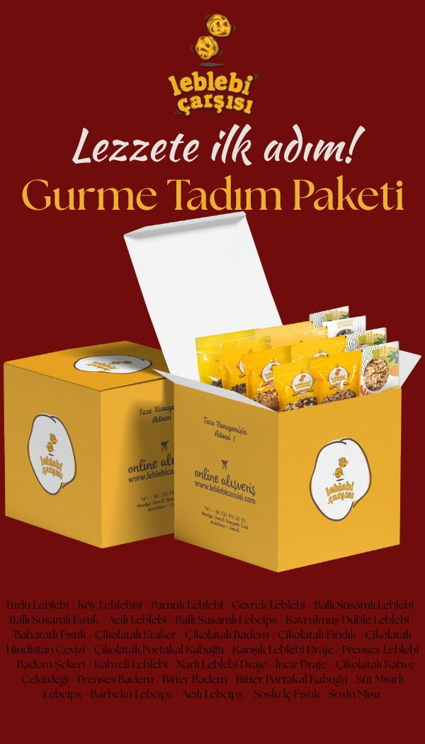 Gurme Tadım Paketi, 30 farklı lezzeti tek kutuda sunan, kuruyemiş ve draje çeşitleriyle dolu 3 kilogramlık zengin bir atıştırmalık kutusudur.