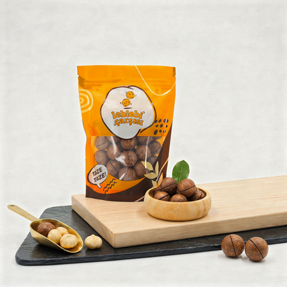 Vanilya aromalı kavrulmuş kabuklu makademya fındıkları – premium gurme kuruyemiş