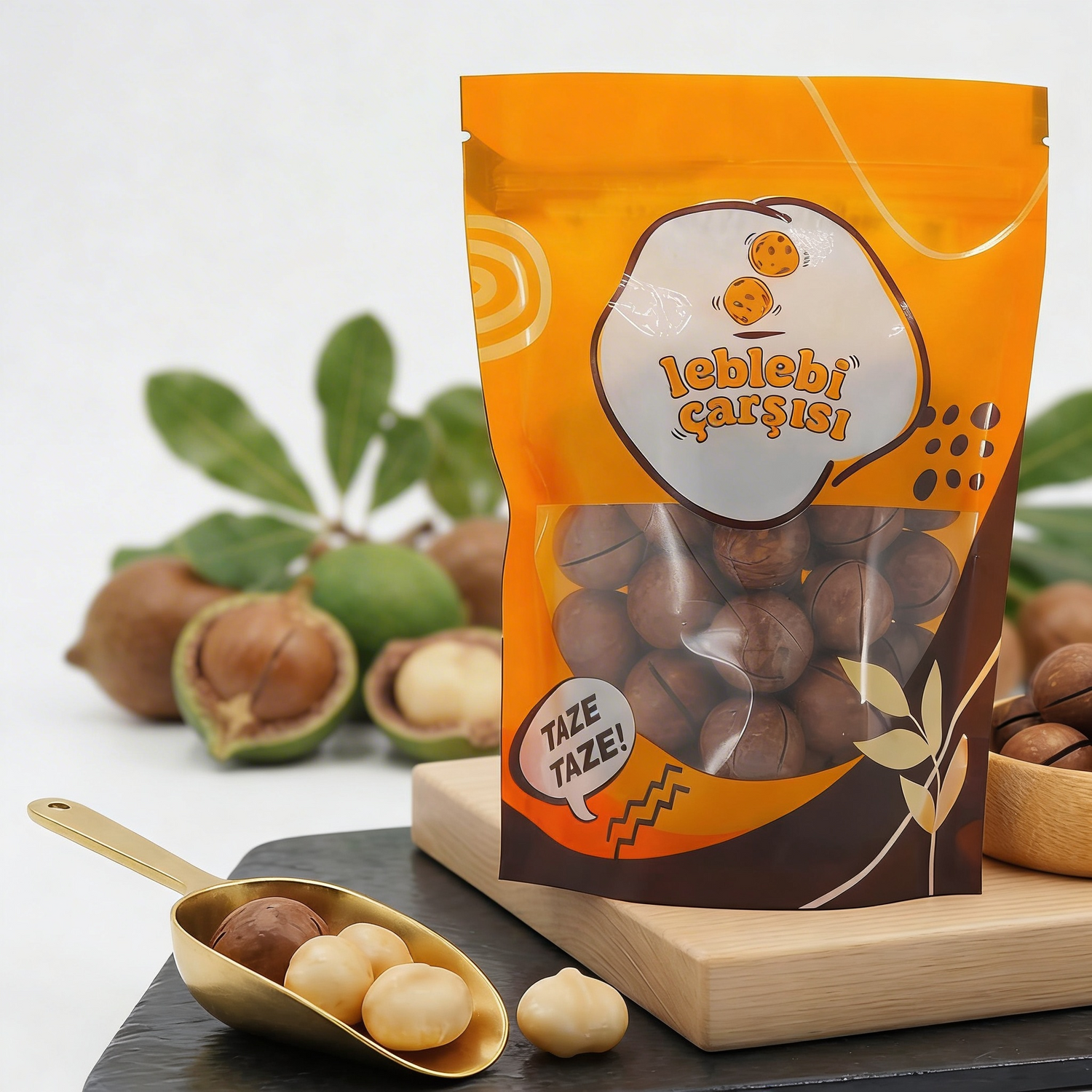 Vanilya aromalı kavrulmuş kabuklu makademya fındıkları – premium gurme kuruyemiş