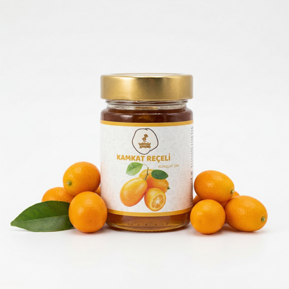 Kamkat meyvesi ile hazırlanmış narenciye aromalı kamkat reçeli