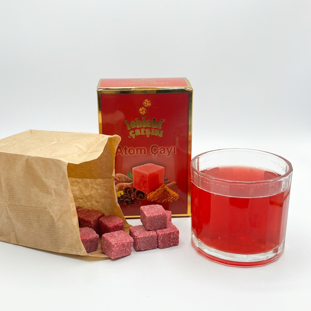 Küp formda hazırlanmış atom çayı – sıcak suda çözünen aromatik bitki çayı