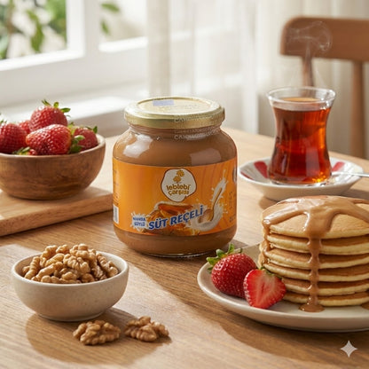 Süt Reçeli – İnek ve manda sütünden elde edilen, kıvamlı ve karamelize doğal süt tatlısı